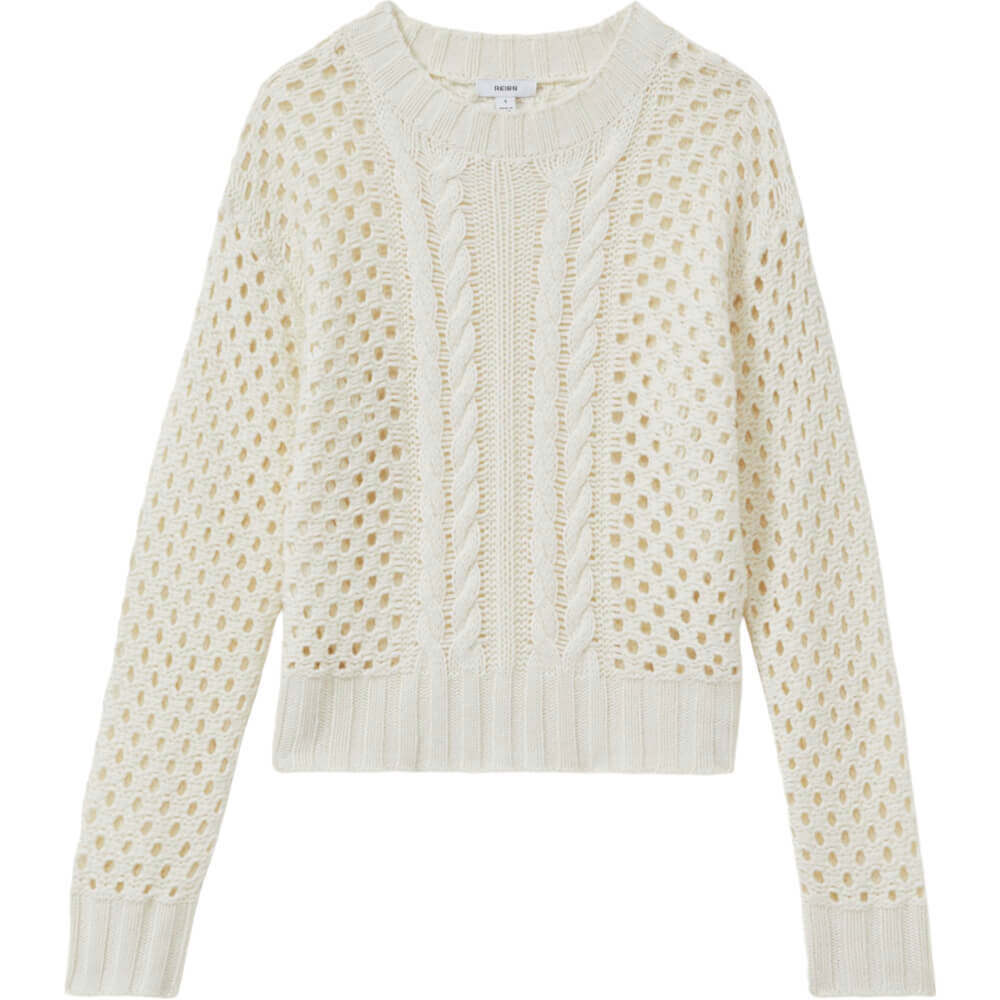 REISS MARIE Cable Knit Jumper With Wool And Cashmere